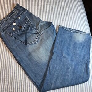 Akoo Mens Jeans Denim Blue Wash Relaxed Fit Size 40 FLAW